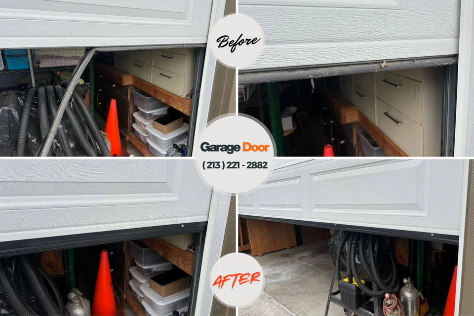 Before and after: garage door repair Virginia Gardens, FL